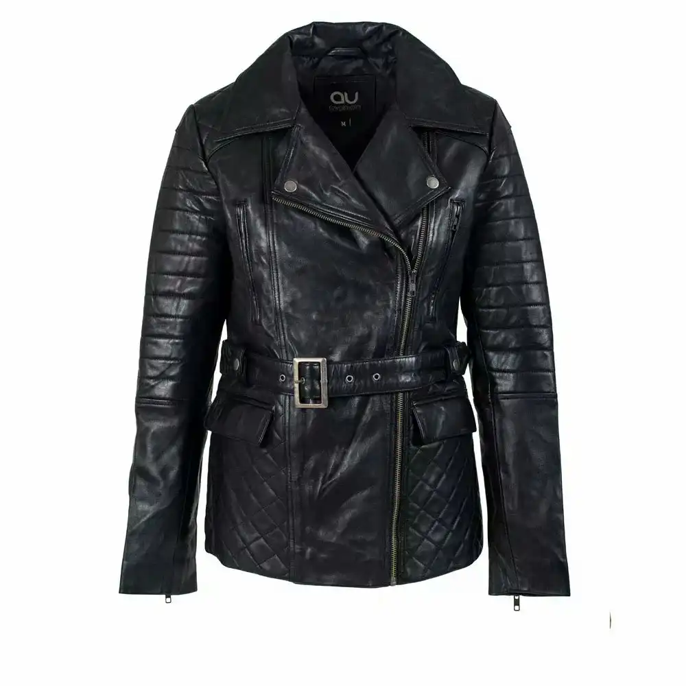 Quilted Black Leather Coat