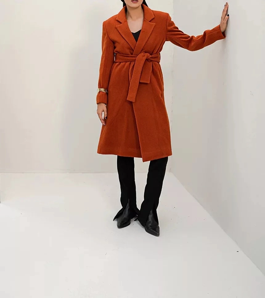 Women Brown Wool Long Coat