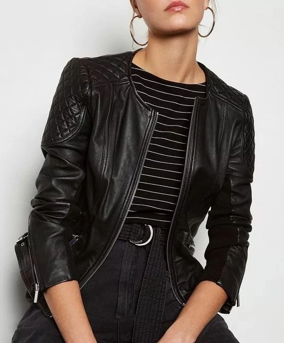 Quilted Black Biker Jacket