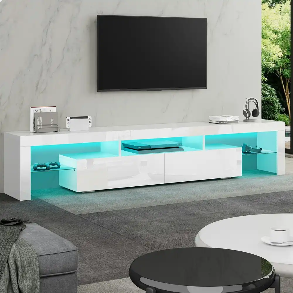 Alfordson Entertainment Unit 200cm LED White