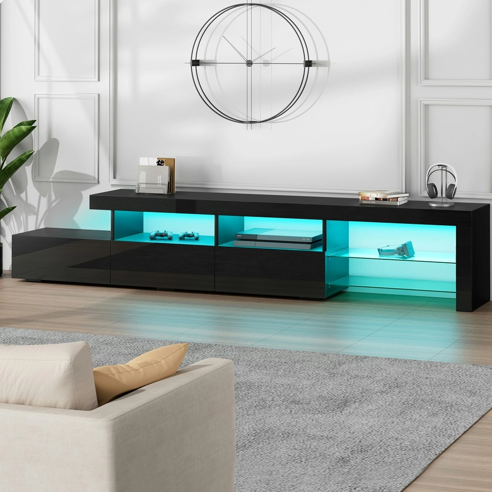 Alfordson Entertainment Unit 220cm LED Black