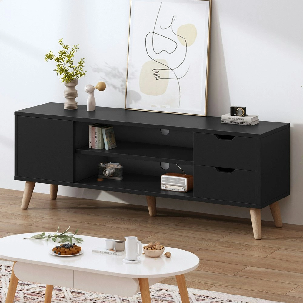 Alfordson Entertainment Unit Cabinet Black 120cm