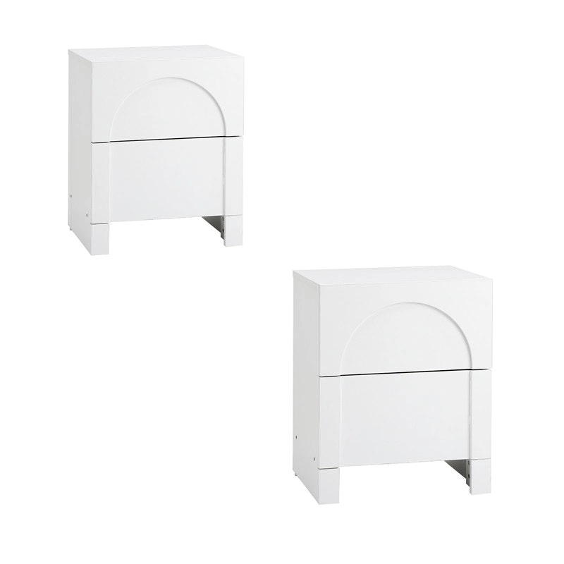 Oikiture 2X Bedside Table 2 Drawers Side Table Storage Cabinet Nightstand White