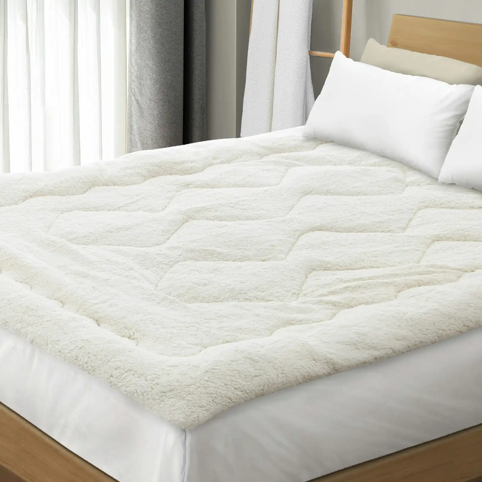 Bedra Pillowtop Mattress Topper King Single Sherpa Fleece Cover