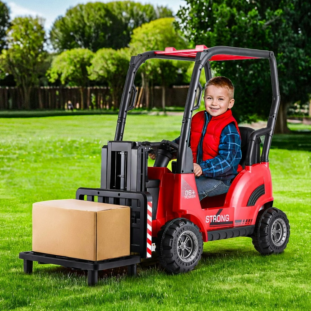 Rigo Kids Electric Ride On Car Forklift Loader Toys Cars Horn Remote 12V Red