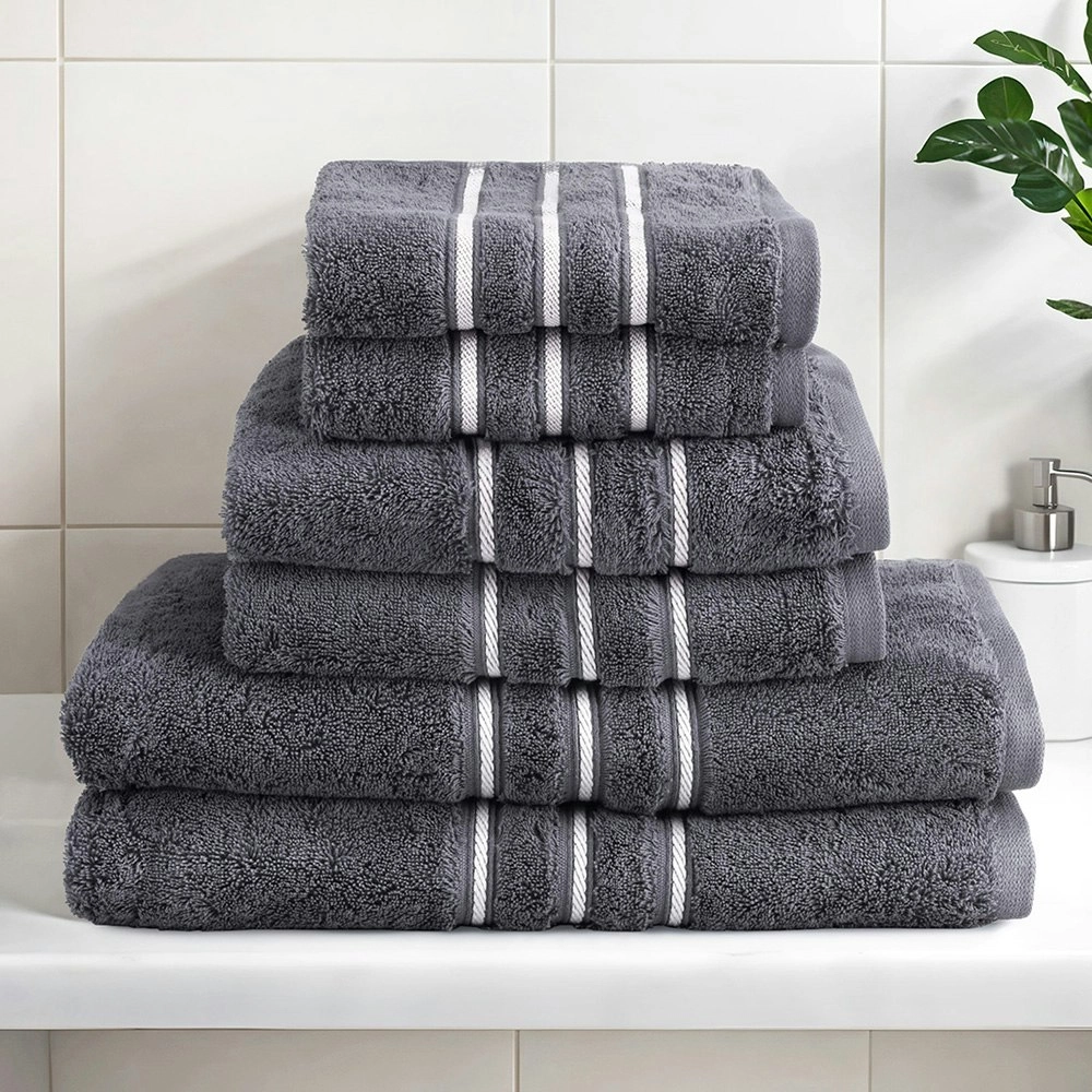 6 Pack Bath Towels Set Cotton Towel Grey