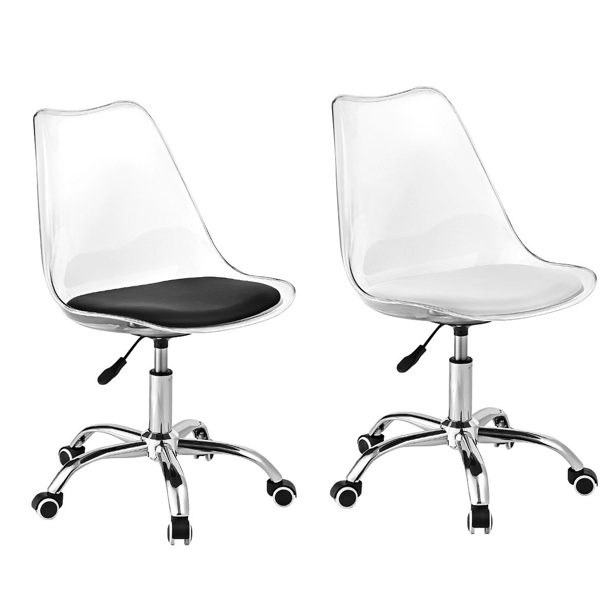 Furb Acrylic Office Chair Height Adjustable Swivel Rolling Stools for Home