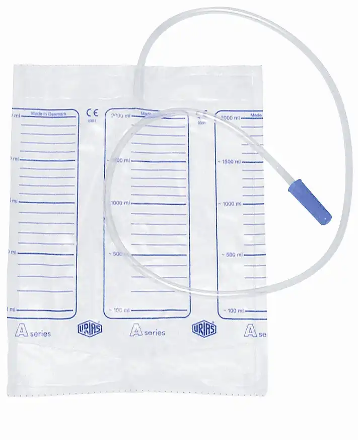 Livingstone Drainage Urine Bag, 2000ml Capacity, 90cm Inlet Tube, without Bottom Outlet, Graduated, Non-Sterile, Each x313