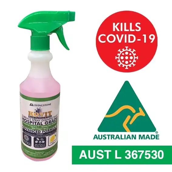 KOVIT Hospital Grade Disinfectant Cleanser Neutral pH 500mL Spray Lemon Scent Pink