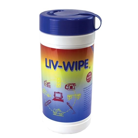 Liv-Wipe Antibacterial 70% Isopropyl Alcohol Sanitiser Wipes 100 Tub x12