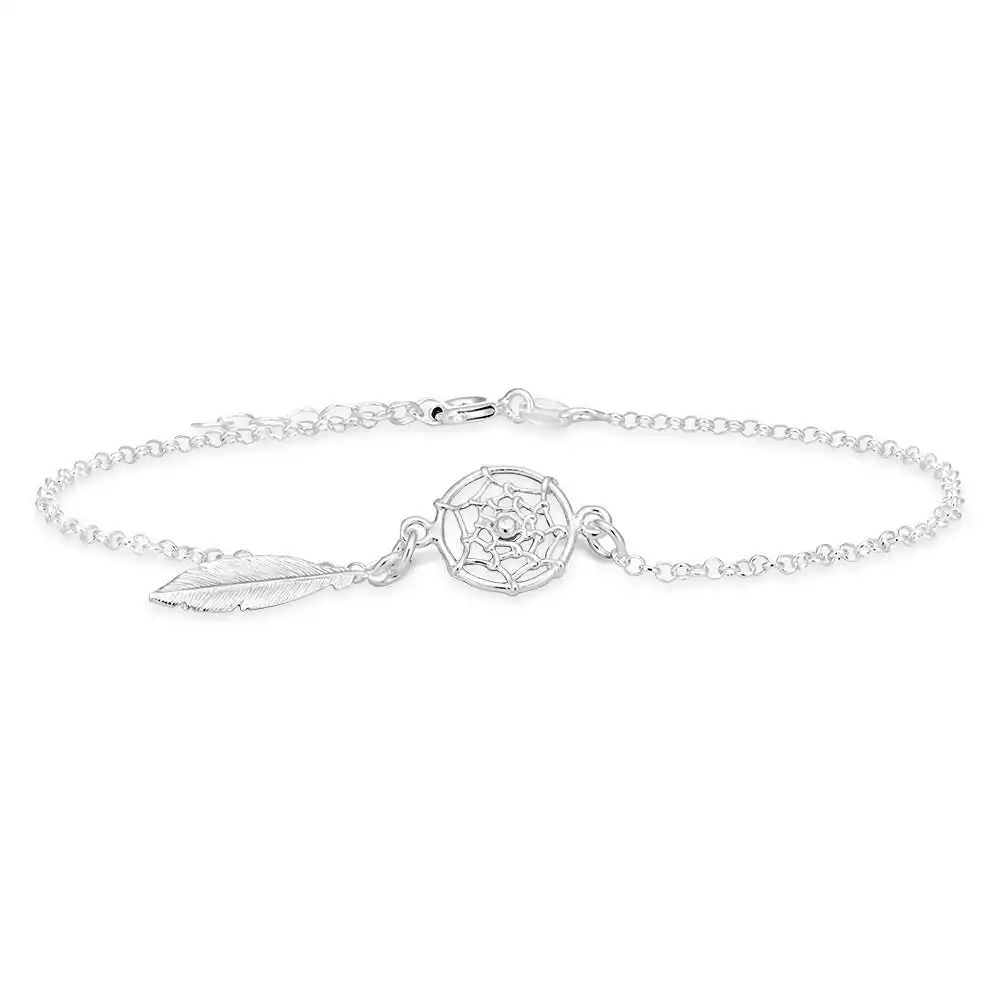 Sterling Silver 25cm Dream Catcher Anklet