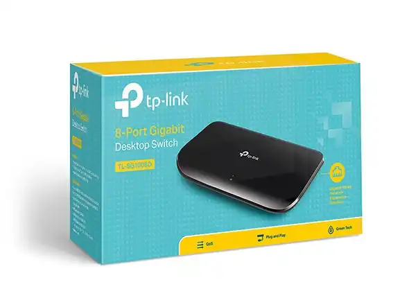 TP-Link TL-SG1008D 8-Port Gigabit Unmanaged Switch Desktop Wall-Mounting Plastic Case Fanless Supports MAC address 802.1p/DSCP QoS