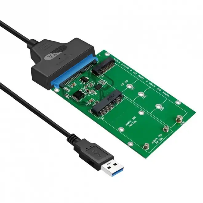 SIMPLECOM SA221 USB 3.0 to mSATA + NGFF M.2 (B Key) SSD 2 in 1 Combo Adapter