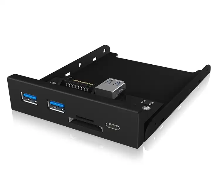 ICY BOX IB-HUB1417-i3 Frontpanel with USB 3.0 Type-C and Type-A hub with card reader