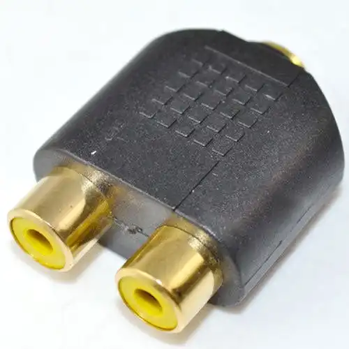 3.5mm Female to 2X RCA Female Audio Splitter Adapter Connector Coupler