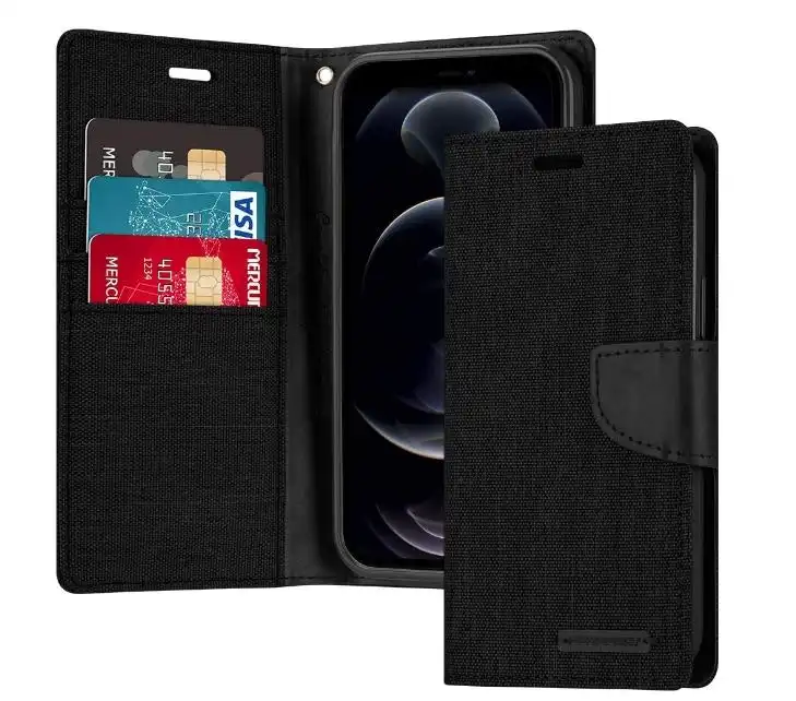 For iPhone 12 Wallet Flip Denim Case Cover