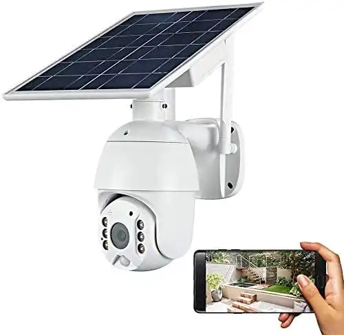 Wireless Solar Powered WIFI Security Camera Outdoor Flood Light LED PTZ