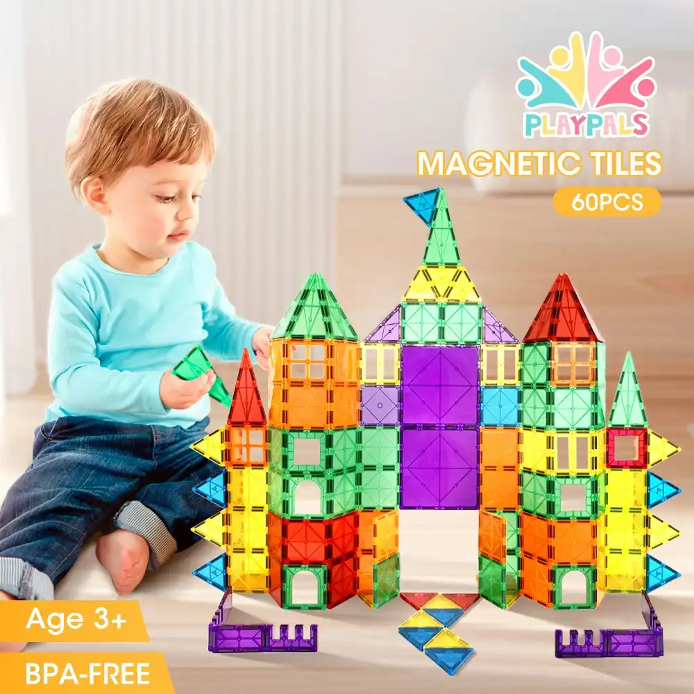 Playpals Kids Magnetic Tiles Blocks Building Educational Toys Child Gift 60PCS