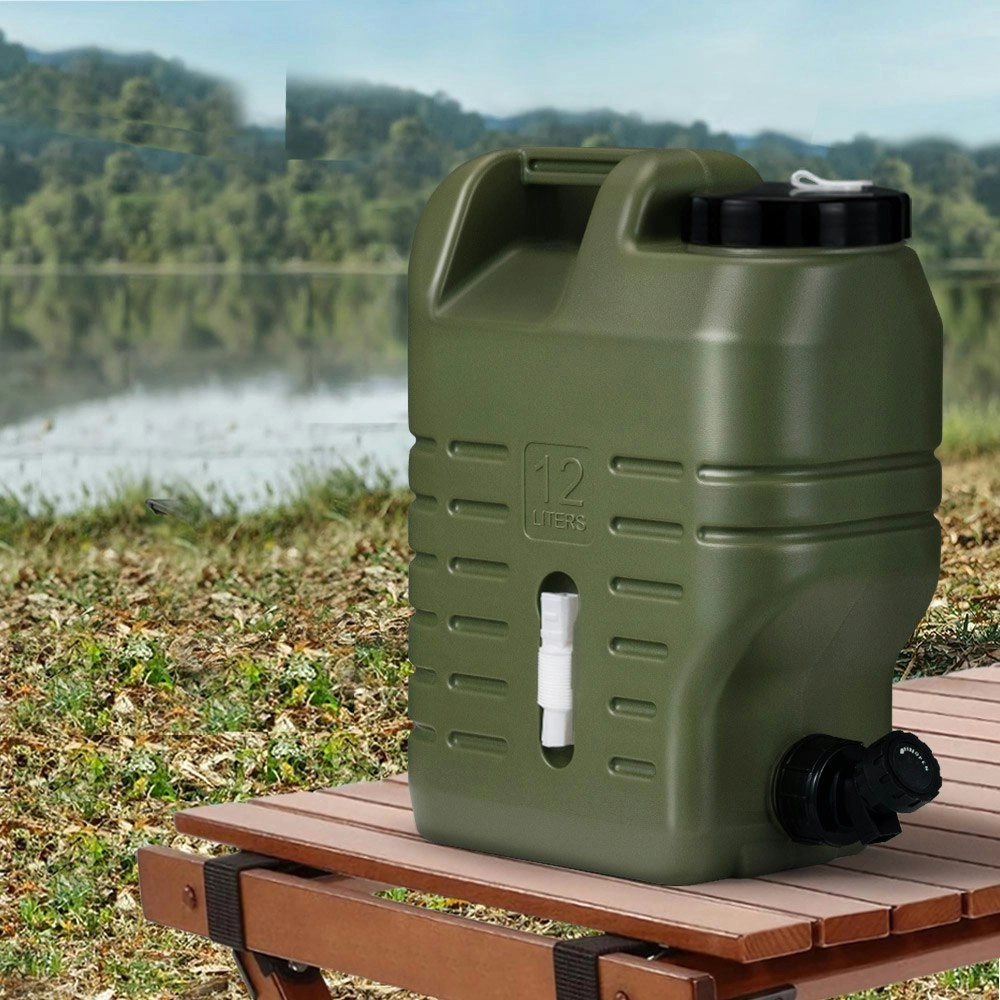 ZUNI Water Container Jerry Can Bucket Camping Outdoor Storage Barrel 12L Green