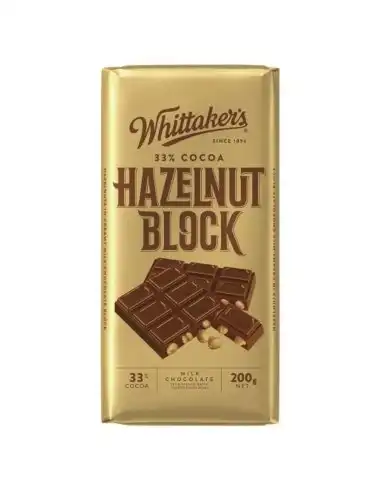 Whittakers Hazelnut Chocolate Block 200gm x 12