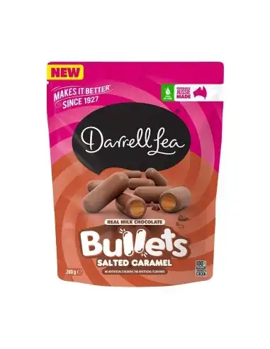 Darrell Lea Milk Chocolate Bullets Salted Caramel 200g x 12