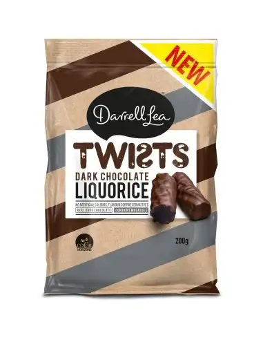 Darrell Lea Dark Chocolate Liquorice Twists 200g x 12