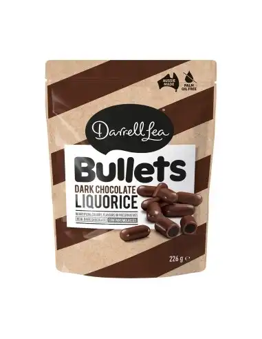 Darrell Lea Dark Chocolate Liquorice Bullets 226g x 12