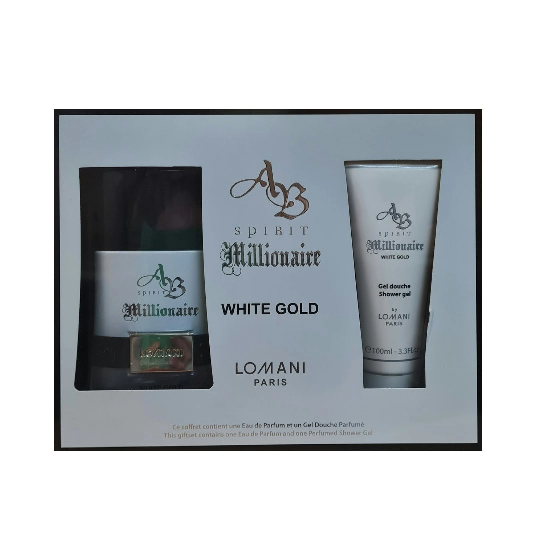 AB Spirit Millionaire White Gold by Lomani 2 Piece Set For Men