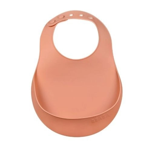 Beaba Silicone Baby Infant Toddler Bib With Neck Fastener - Terracotta