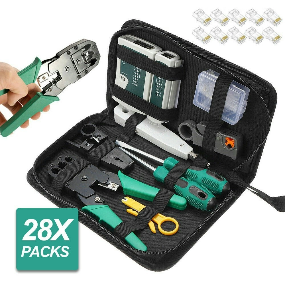 Analyzer Network Cable Tool Kit LAN Crimper Down Wire Stripper Cat5 6 RJ45 BAG