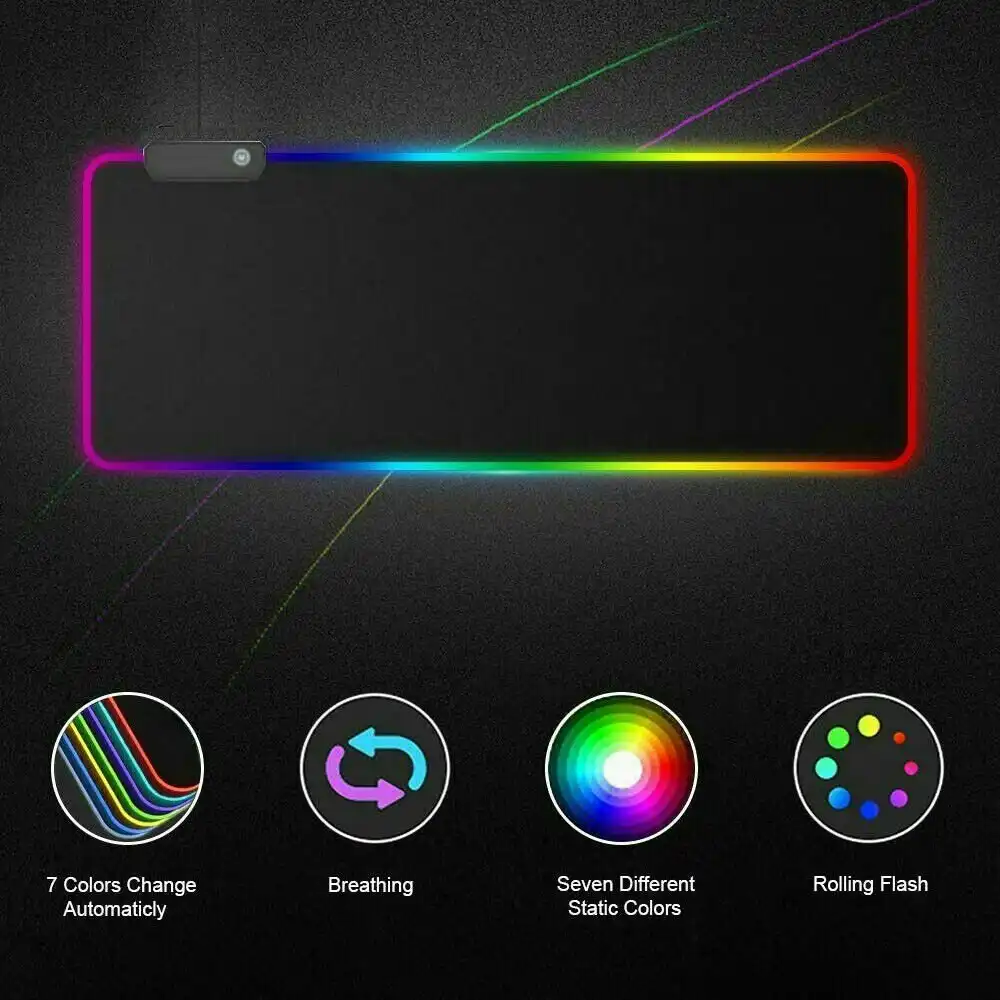 Gaming Mouse Pad Large RGB Extended Mousepad Keyboard Desk Anti-slip Mat LED