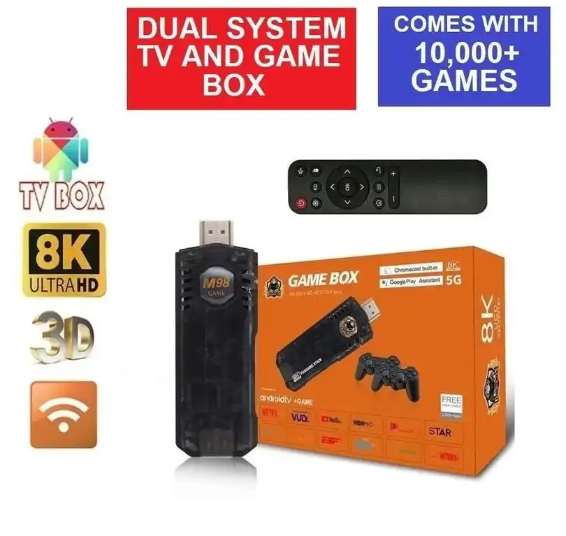 8K Video Quad-core Android TV Box 10000+ Game Console Retro Stick Dual System
