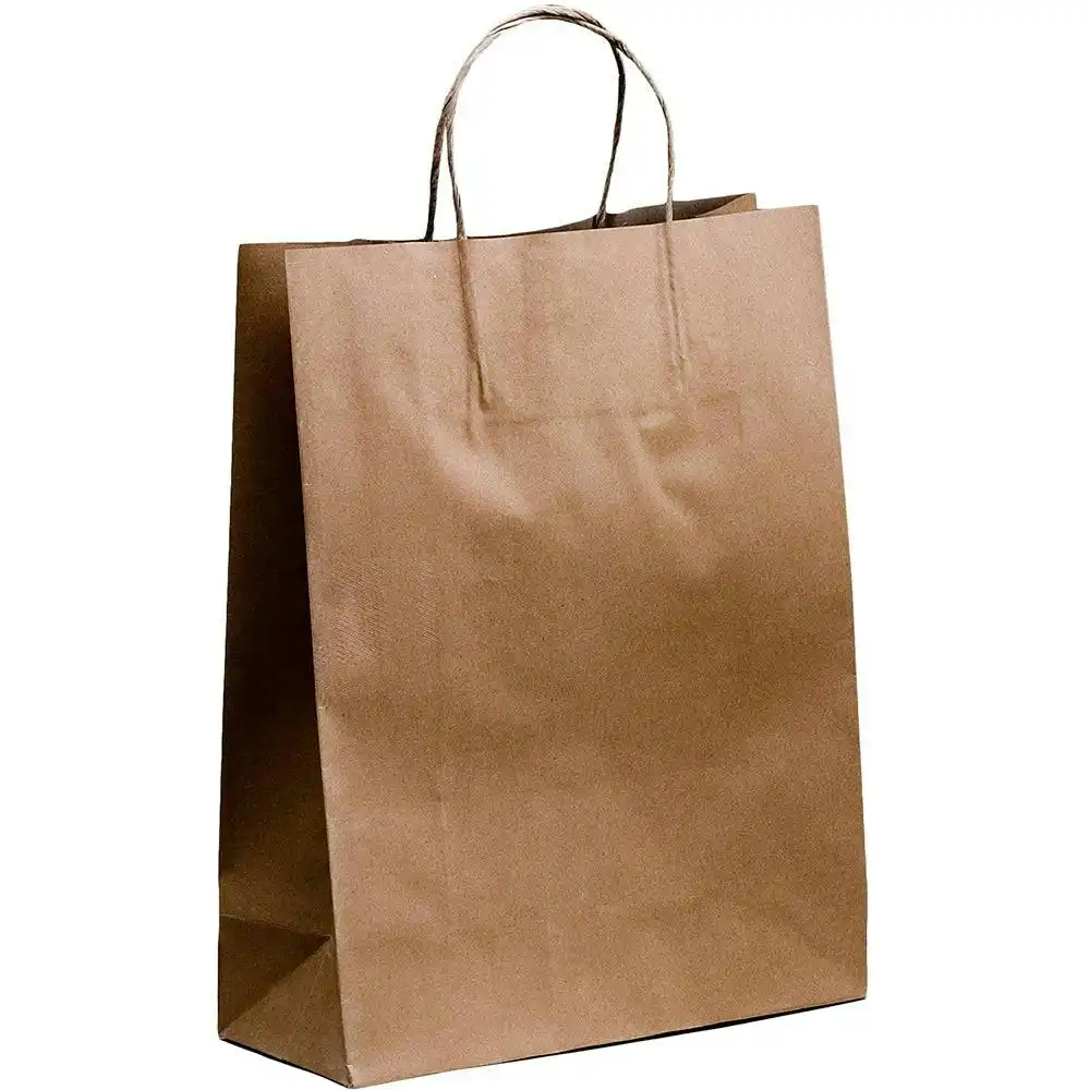 Medium| 50 Pack Paper Carry Bags (Brown)