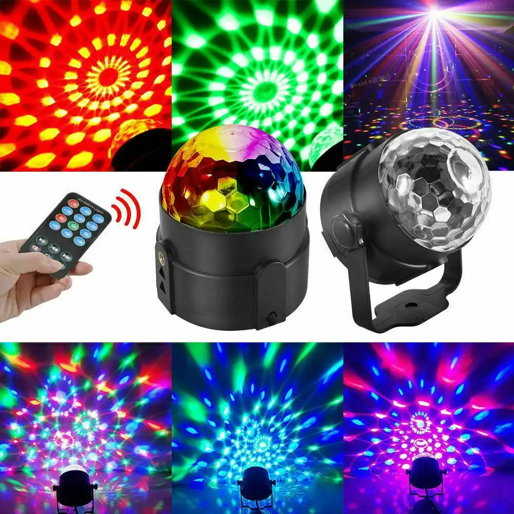 USB LED Disco Lights RGB Ball Party Strobe Effect Lamp Remote Sound Activated