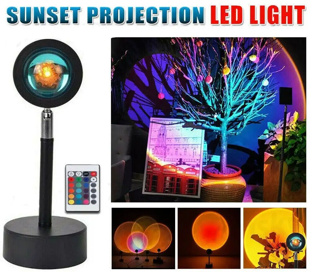 16 Colors Rainbow Sunset Projection Lamp LED Modern Romantic with Remote Control