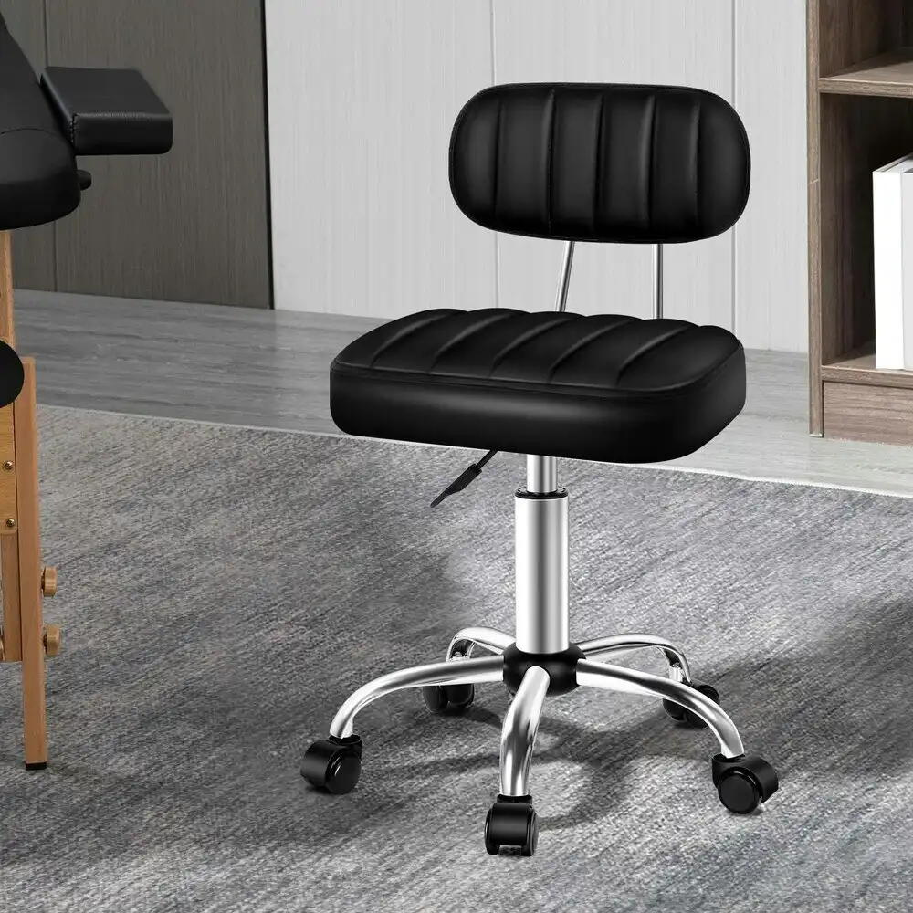 Alfordson Salon Stool Backrest Swivel Barber Hair Dress Chair Lina Black