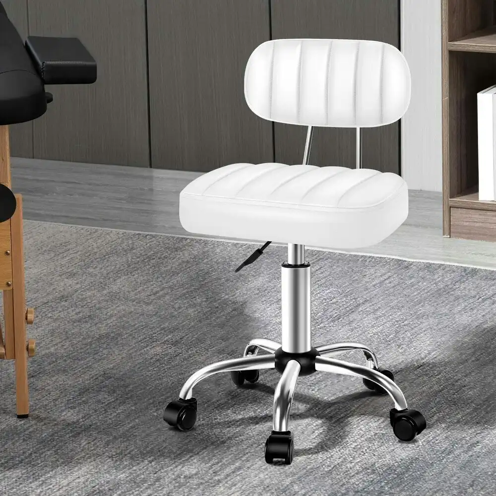 Alfordson Salon Stool Backrest Swivel Barber Hair Dress Chair Lina White