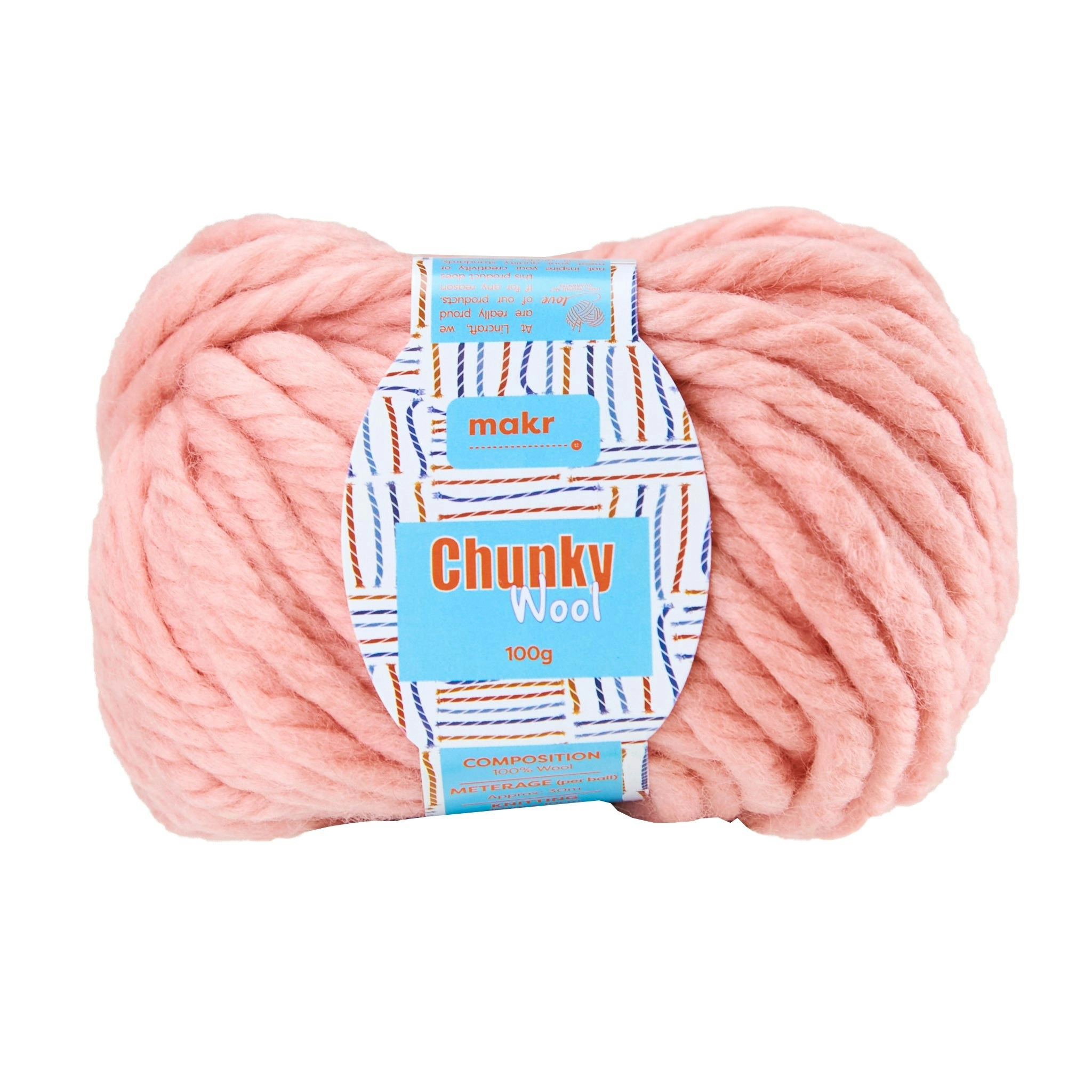 Makr Chunky Wool Crochet & Knitting Yarn, 100g