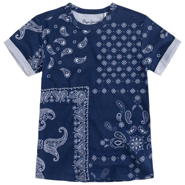 Pepe Kids Pepe Jeans Boy's Farrel Jr Aztec T-shirt Indigo