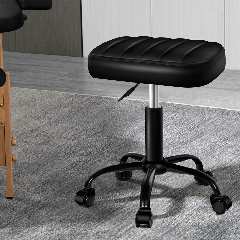 Alfordson Salon Stool Square Swivel Barber Hair Dress Chair Gas Lift All Black