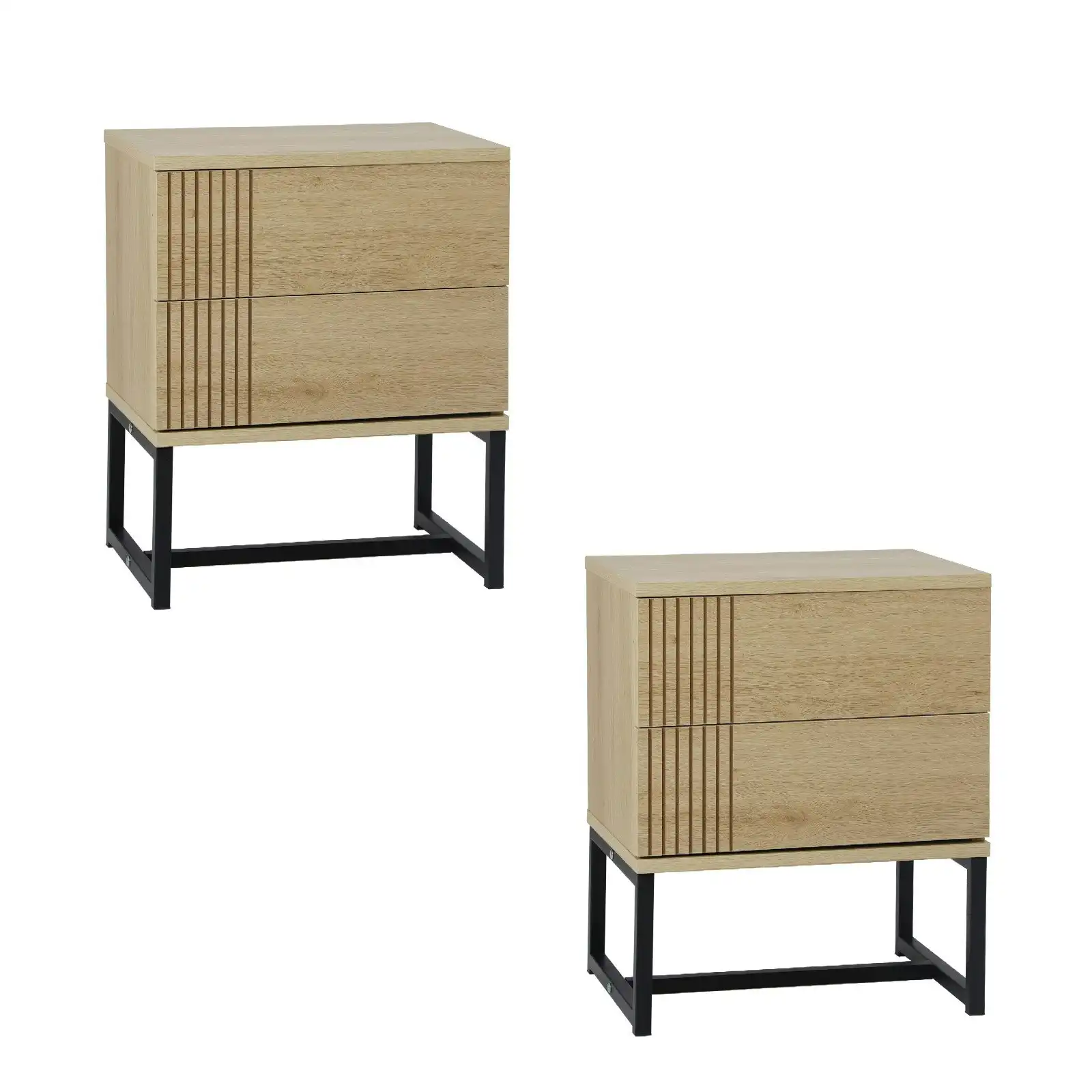 Oikiture Set of 2 Bedside Tables Side Table Bedroom Storage