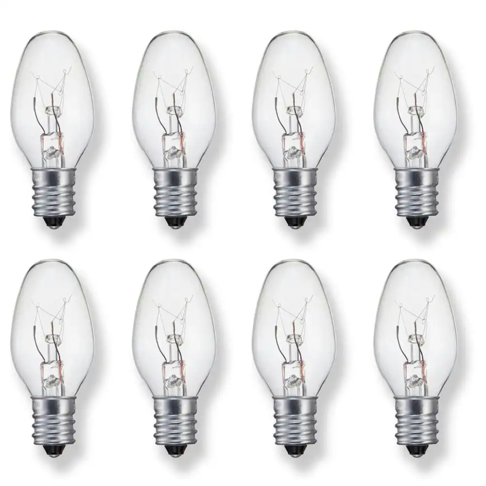 Sansai 8pk 7W/240V E14 Replacement Warm Light Bulb Clear for Night Light /Lamps