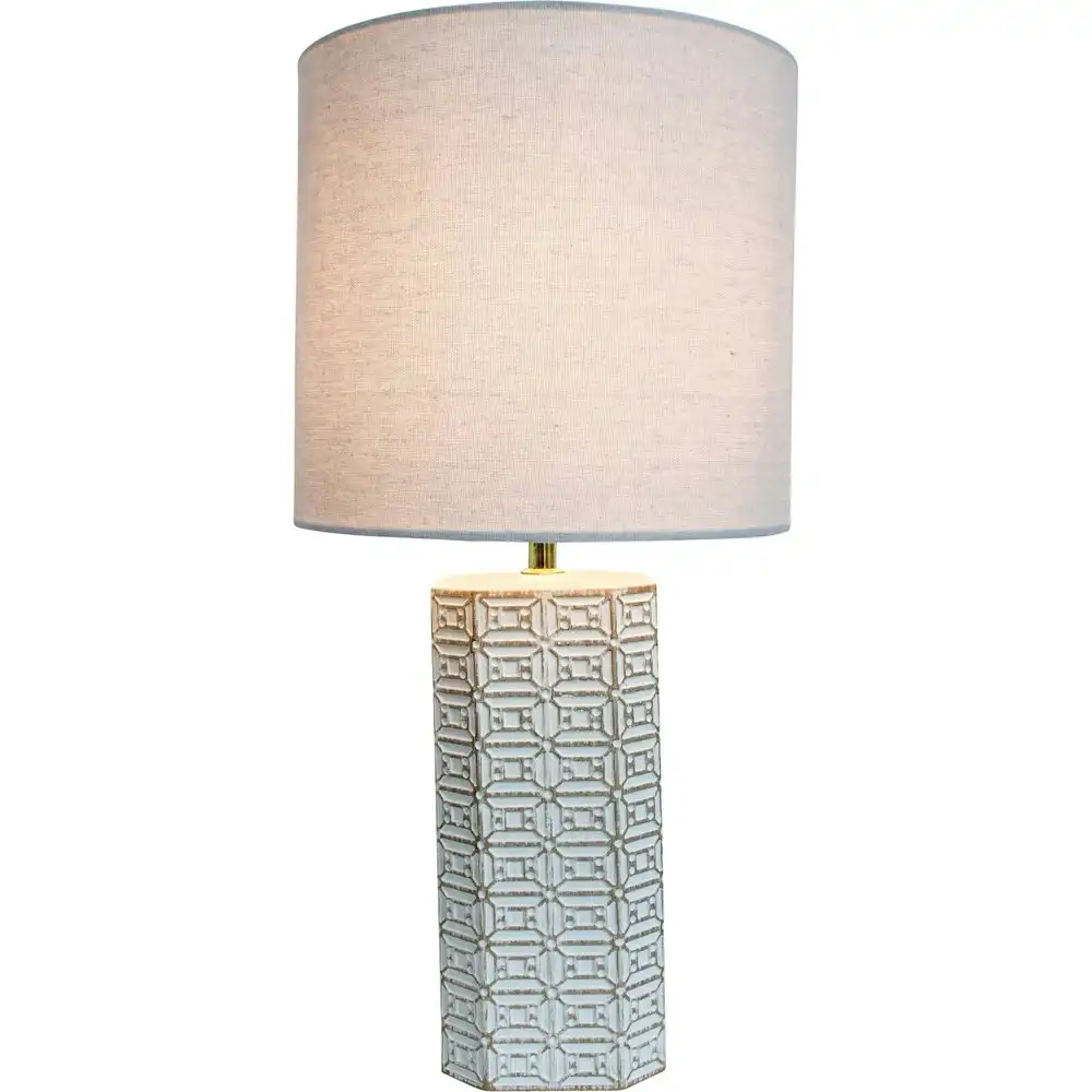 LVD Alegro Ceramic/Linen 53cm Lamp Home/Office Room Decor Table Lampshade White