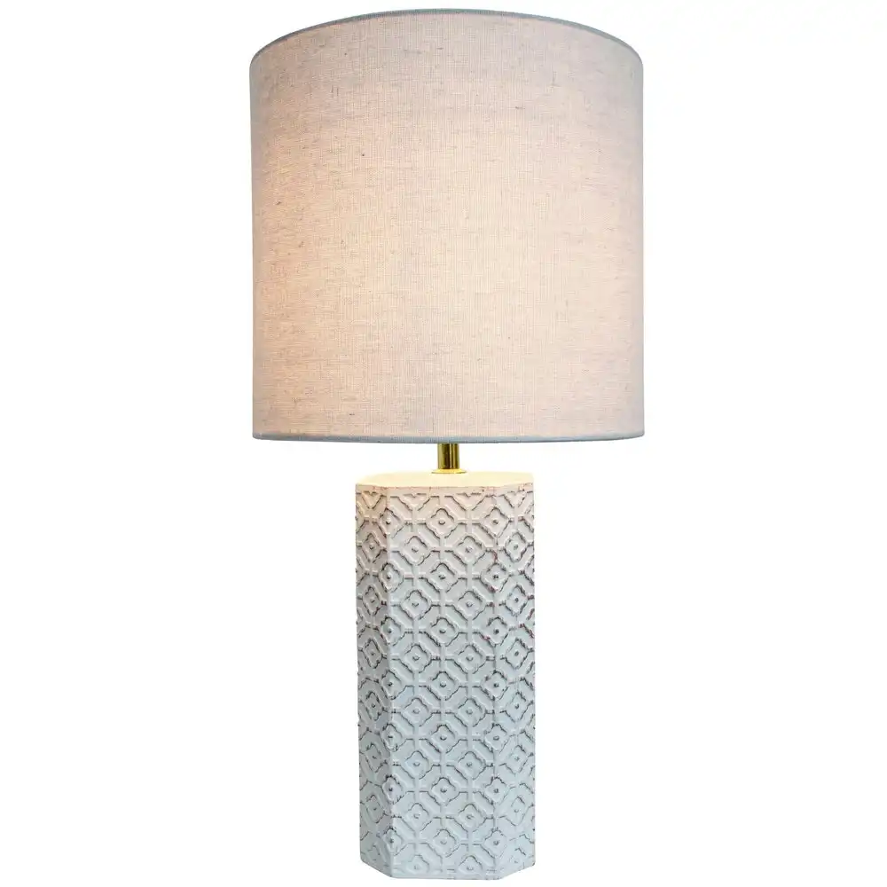 LVD Paragon Ceramic/Linen 53cm Lamp Home/Office Room Decor Table Lampshade White