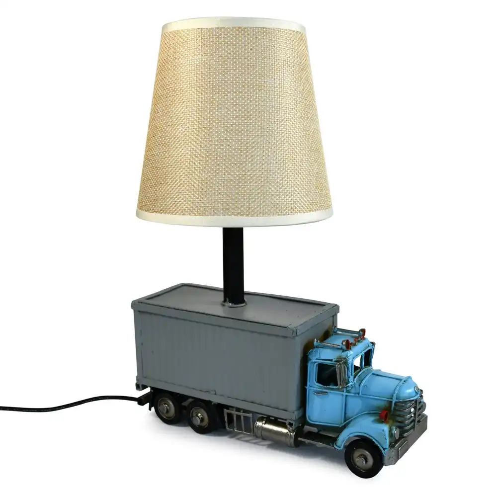 Auto Petit USB LED Desk/Table Lamp Container Truck Home Décor 21x27cm Blue