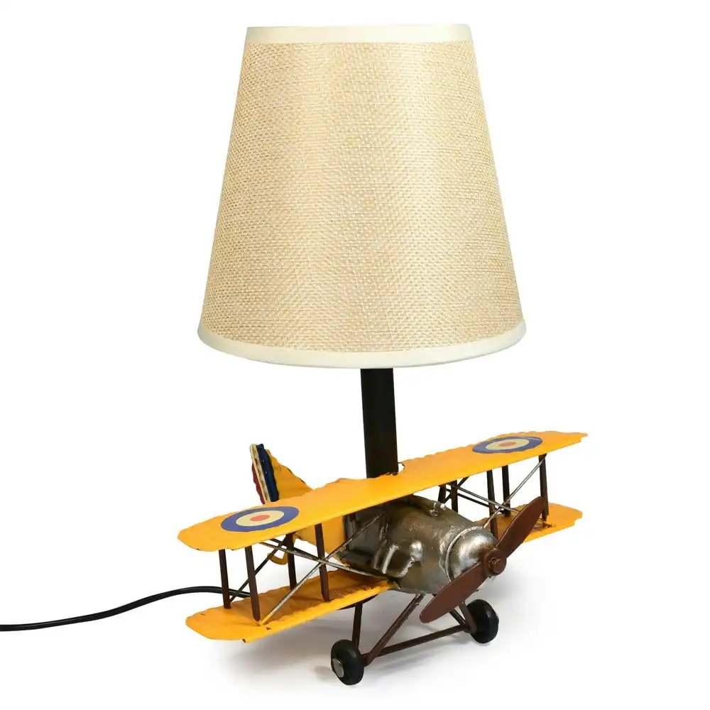 Auto Petit USB LED Desk Lamp Curtis Jenny Plane 20x27cm Retro Home Décor Yellow