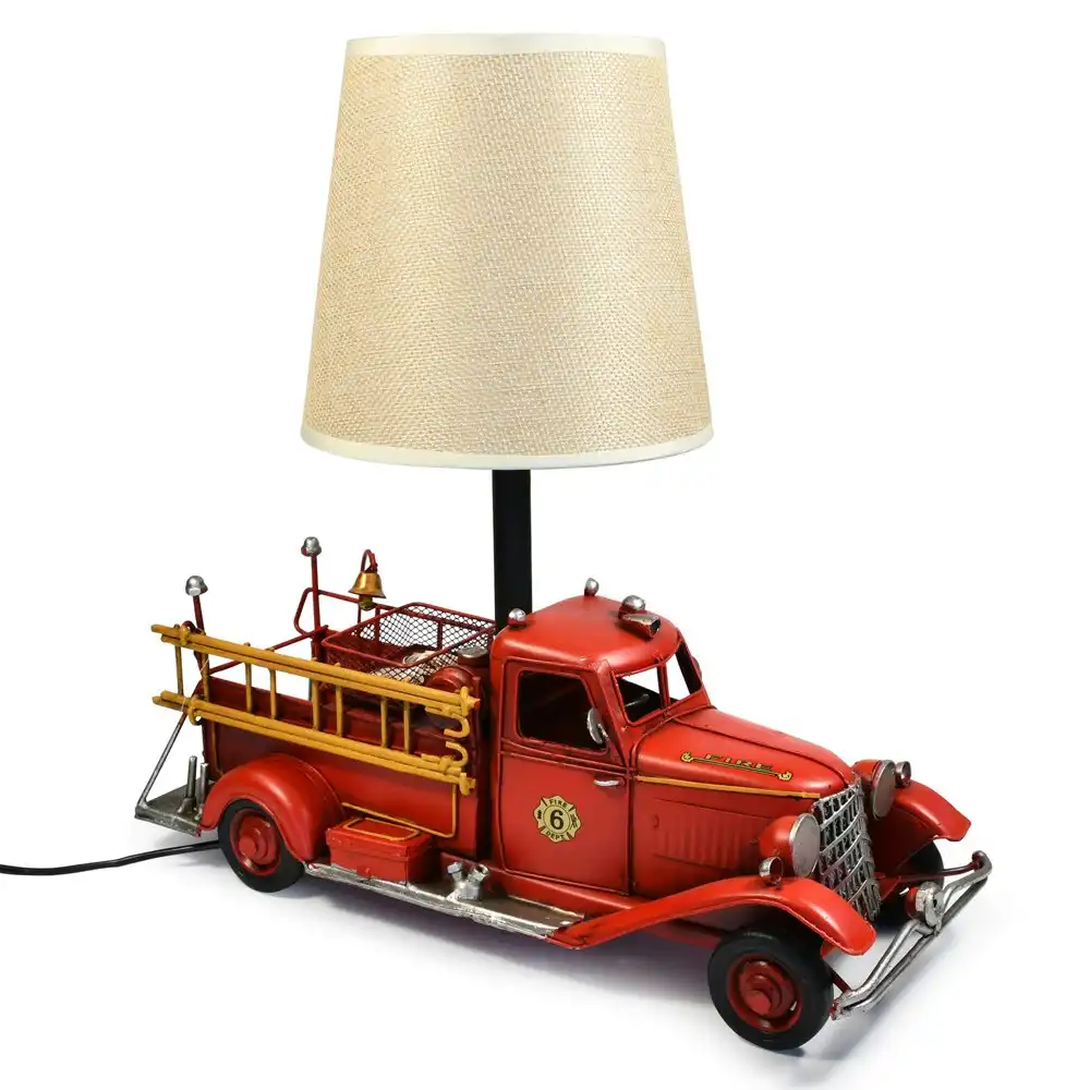 Auto Petit USB LED Desk/Table Lamp Fire Engine Vehicle Home Décor 32x31cm Red
