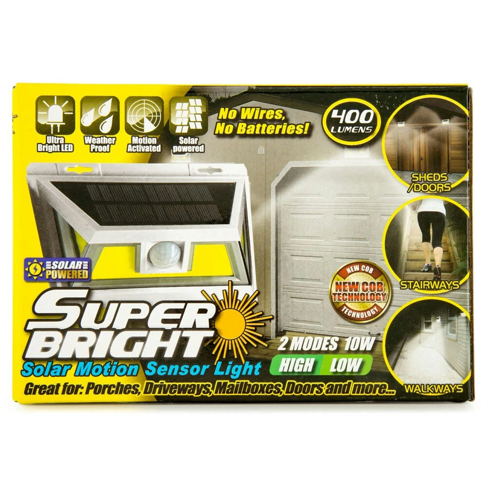 Super Bright Solar Motion LED Outdoor Weather Proof Sensor COB Light 400lm 10w