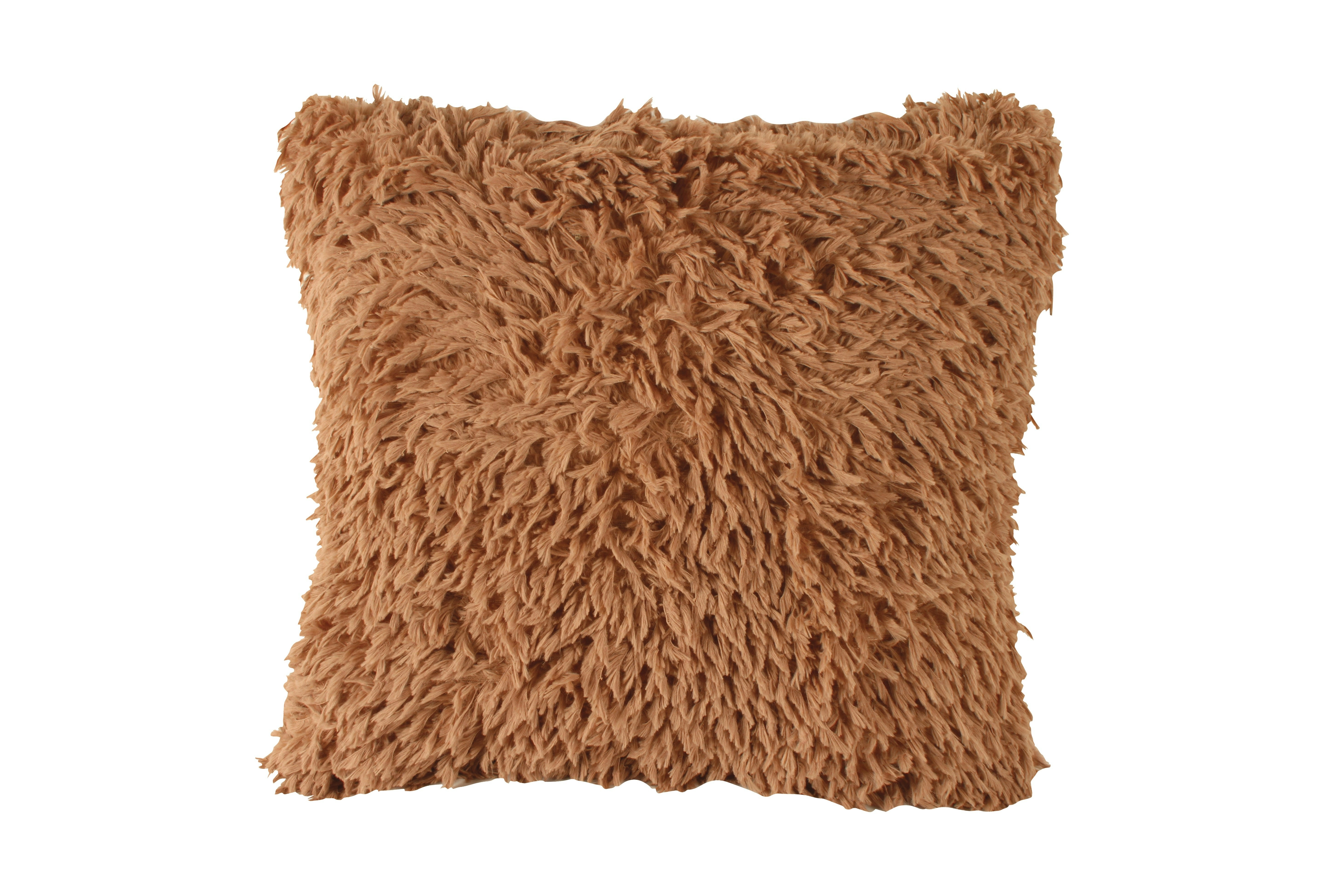 Brown Faux Shearling Cushion 50 x 50 cm