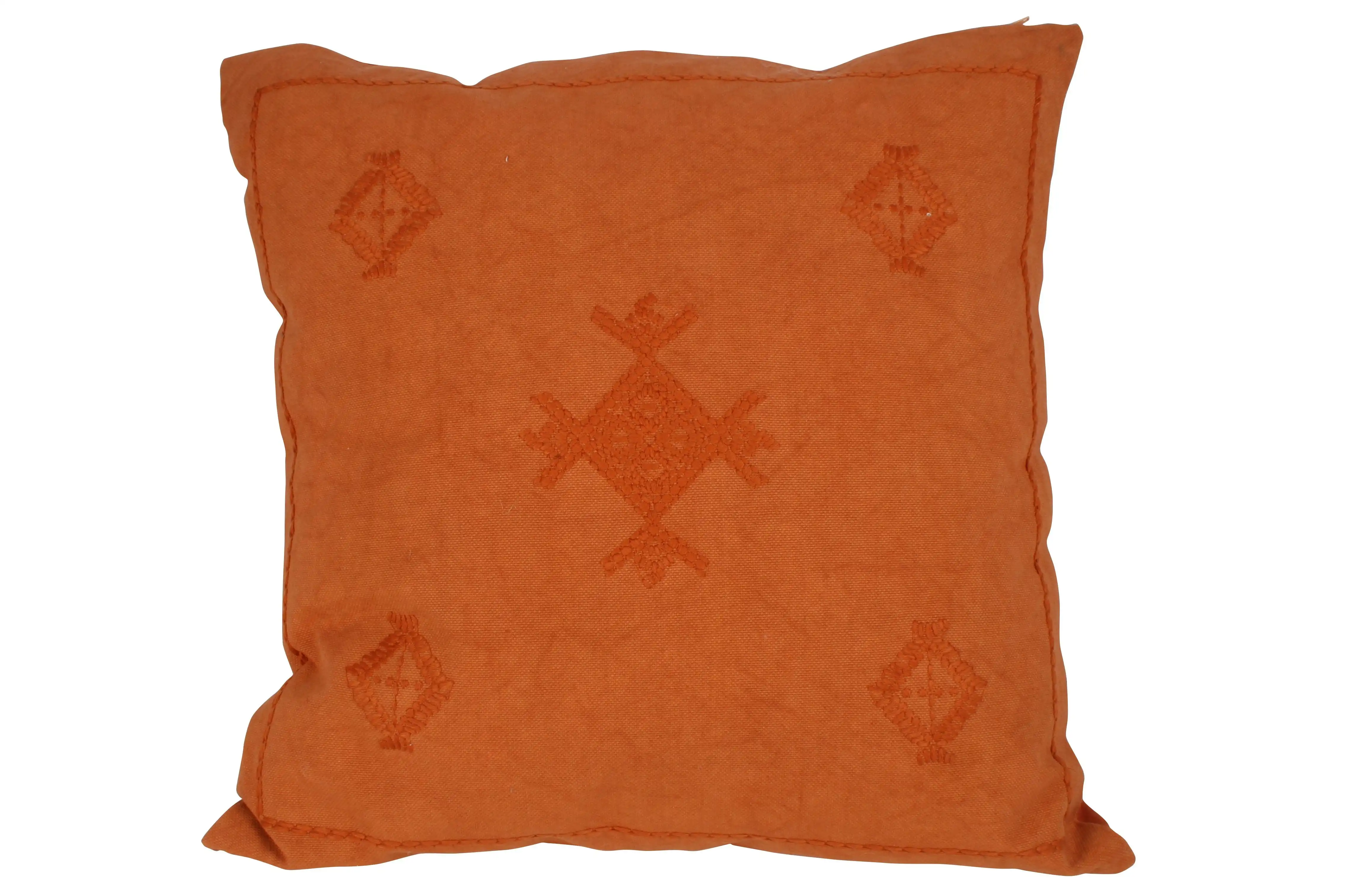 Innez Embroidered Cushion Terracotta 50 x 50cm